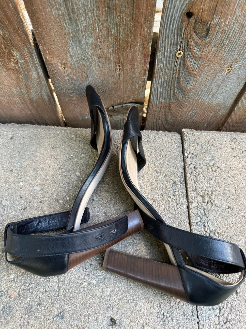 J CREW Women's Black Leather Block Heel Sandals Pumps Ankle Strap Size 8.5